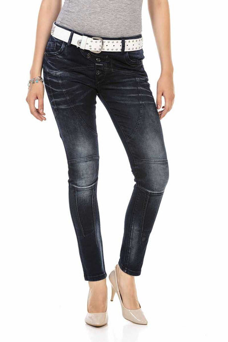 WD469 Damen Slim-Fit-Jeans mit auffälligen Ziernähten - Cipo and Baxx - Damen - Damen Jeans -