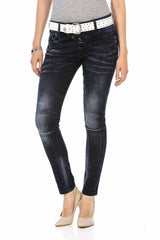 WD469 Damen Slim-Fit-Jeans mit auffälligen Ziernähten - Cipo and Baxx - Damen - Damen Jeans -