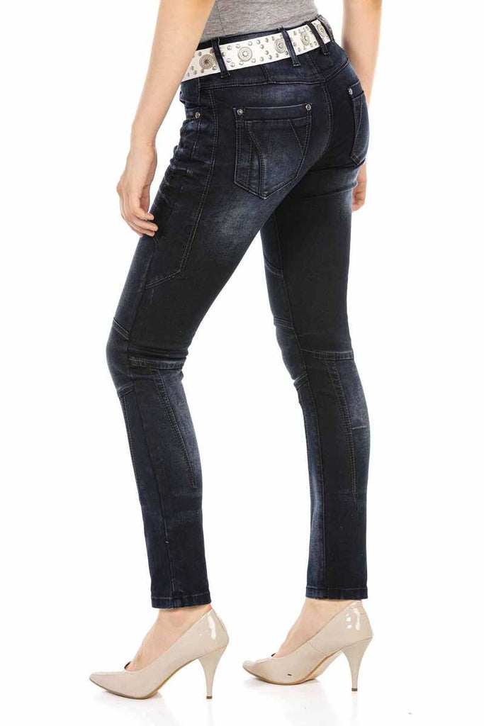 WD469 Damen Slim-Fit-Jeans mit auffälligen Ziernähten - Cipo and Baxx
