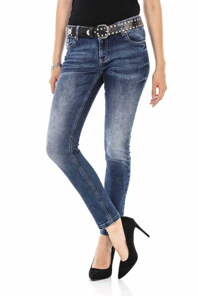 WD471 Damen Slim-Fit-Jeans im klassischen 5-Pocket-Design - Cipo and Baxx
