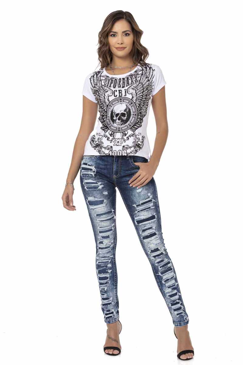 WD479 Damen Slim-Fit-Jeans mit coolen Destroyed-Elementen - Cipo and Baxx - Damen - Damen Jeans -