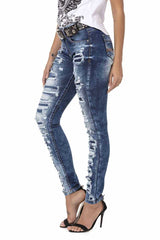WD479 Damen Slim-Fit-Jeans mit coolen Destroyed-Elementen - Cipo and Baxx - Damen - Damen Jeans -