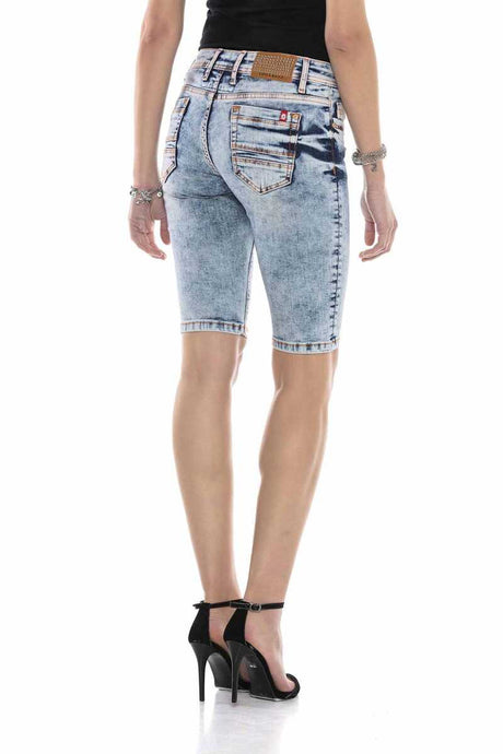 WK171 Damen Capri Shorts mit kontrastfarbenen Nähten - Cipo and Baxx - Damen Capri - Damen Short -