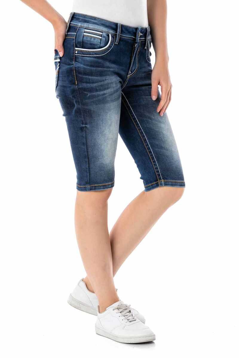 WK183 Damen Capri Shorts mit kontrastfarbenen Nähten - Cipo and Baxx - Damen Capri - Damen Short -