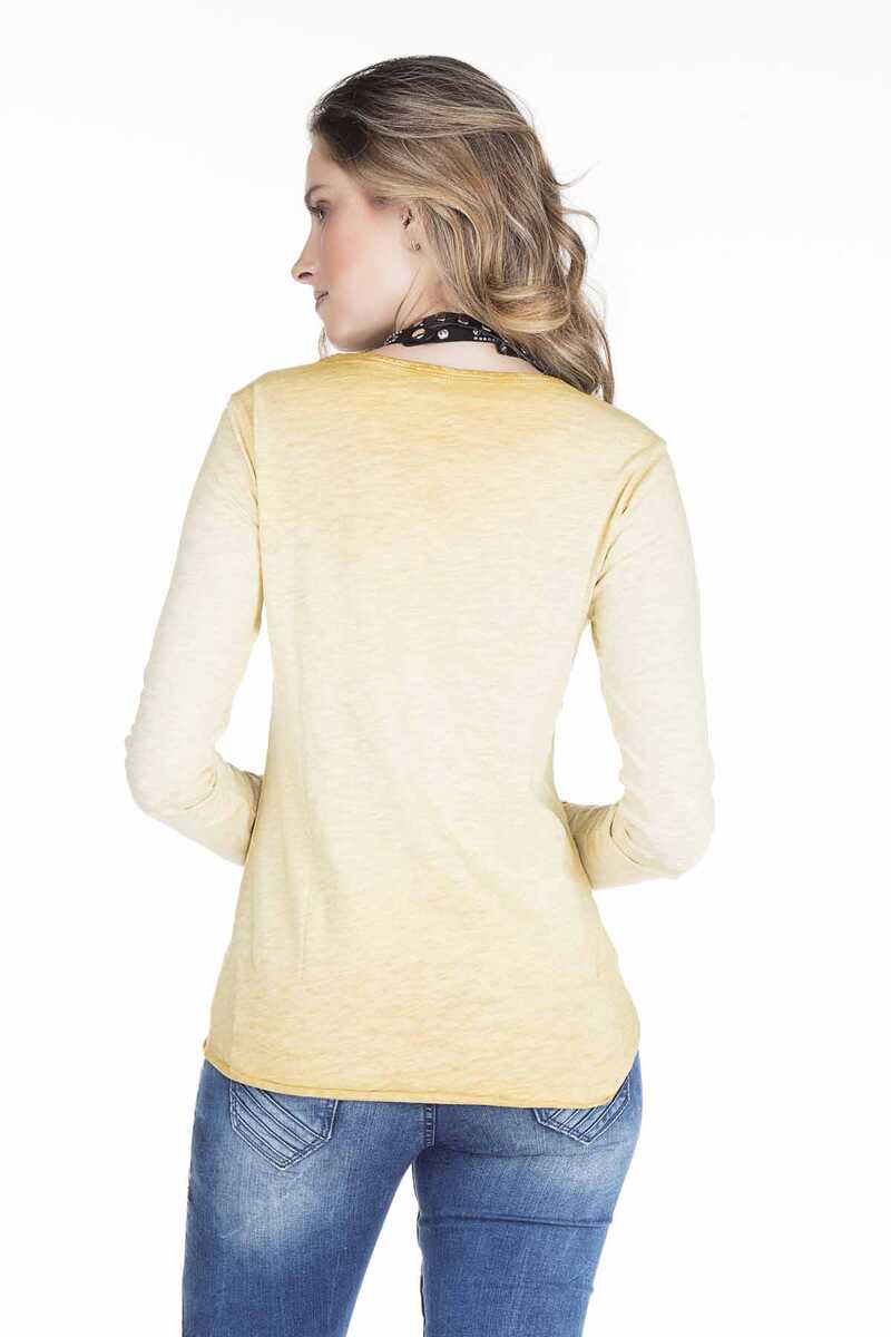 WL141 Damen Langarmshirt mit besonderen Ketten-Highlights - Cipo and Baxx - Damen langarm - Damen Sweatshirt -