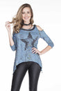 WL162 Damen T-Shirt mit Nieten - Cipo and Baxx - Damen langarm - Damen Sweatshirt -