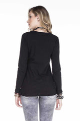 WL165 Damen Langarmshirt mit Edelsteindruck - Cipo and Baxx - Damen langarm - Damen Sweatshirt -