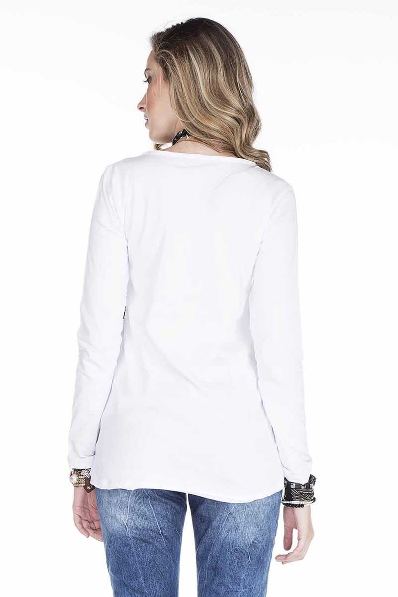 WL165 Damen Langarmshirt mit Edelsteindruck - Cipo and Baxx - Damen langarm - Damen Sweatshirt -