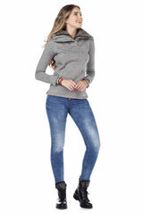 WL188 Damen Fleeceshirt mit kuscheligem Kragen - Cipo and Baxx - Damen langarm - Damen Sweatshirt -