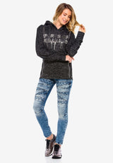 WL204 Damen Kapuzensweatshirt mit coolen Schulter-Zippern - Cipo and Baxx - Damen langarm - Damen Sweatshirt -
