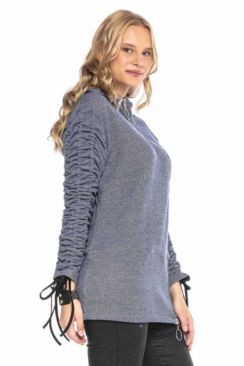 WL239 Damen Kapuzensweatshirt mit asymmetrischem Reißverschluss - Cipo and Baxx - Damen langarm - Damen Sweatshirt -