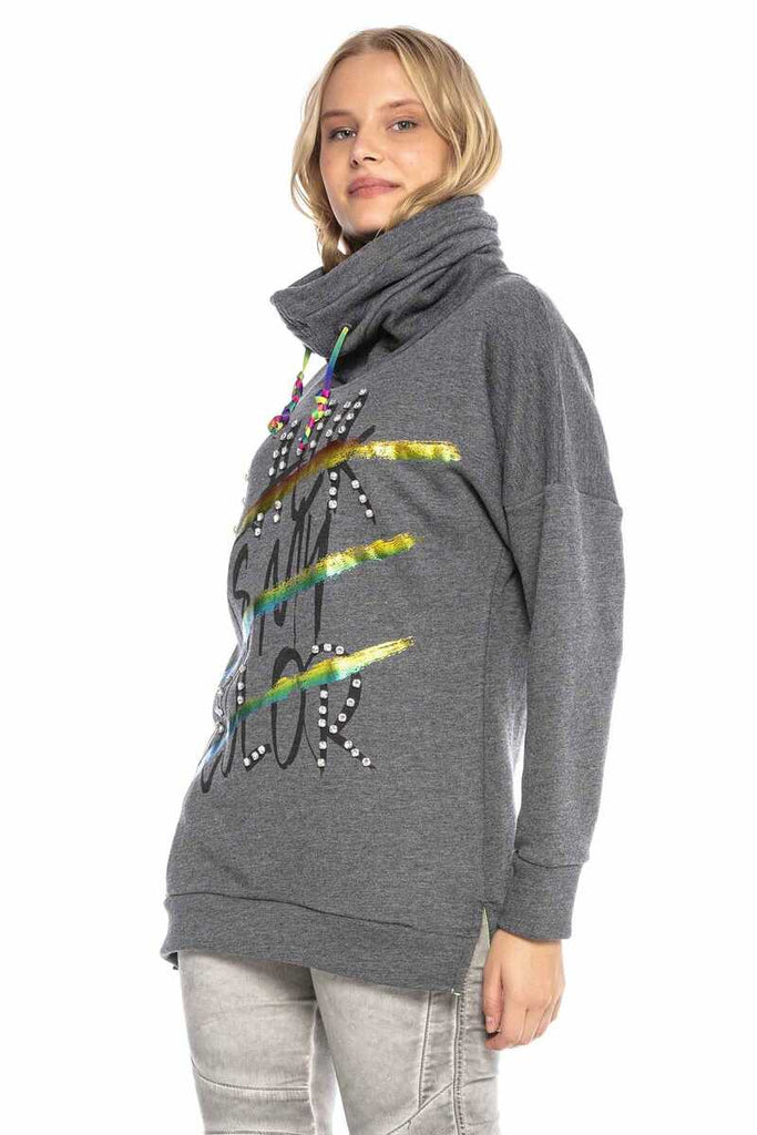 WL242 Damen Sweatshirt mit hohem Schallkragen - Cipo and Baxx
