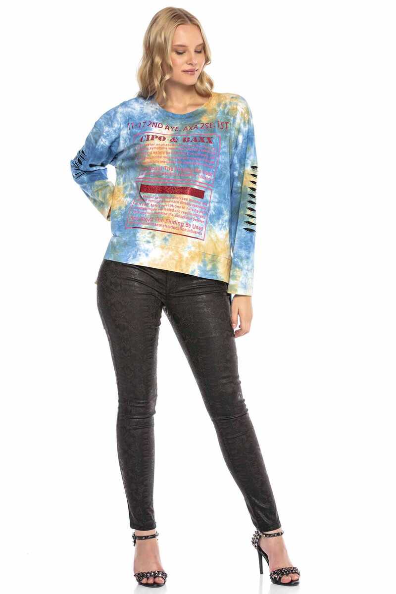 WL244 Damen Strickpullover in buntem Batik-Muster - Cipo and Baxx - Damen langarm - Damen Sweatshirt -