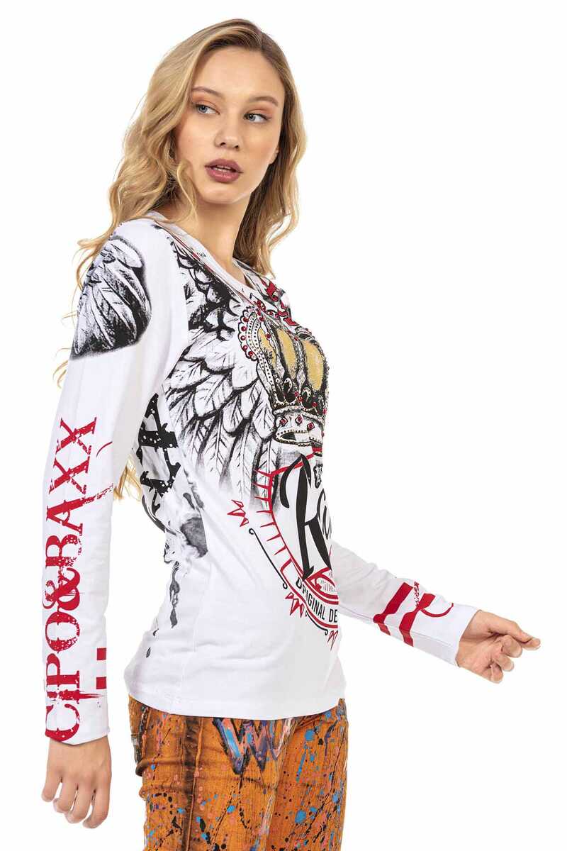 WL284 Damen Langarmshirt mit großem Aufdruck - Cipo and Baxx - Damen langarm - Damen Sweatshirt -