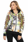 WL290 Damen Sweatjacke mit stylischem Allover-Print - Cipo and Baxx - Damen langarm - Damen Sweatshirt -