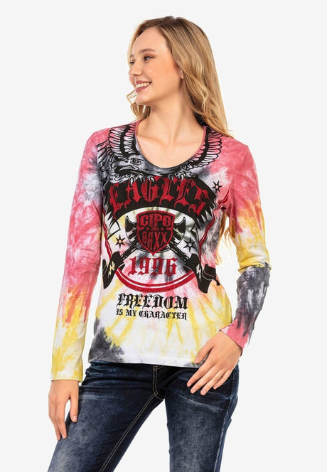 WL291 Damen Langarmshirt mit coolem Markenprint - Cipo and Baxx - Damen - Damen Sweatshirt -
