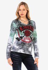 WL291 Damen Langarmshirt mit coolem Markenprint - Cipo and Baxx - Damen - Damen Sweatshirt -
