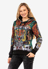 WL301 Damen Kapuzensweatshirt mit funkelnden Strass-Steinen - Cipo and Baxx - Damen langarm - Damen Sweatshirt -