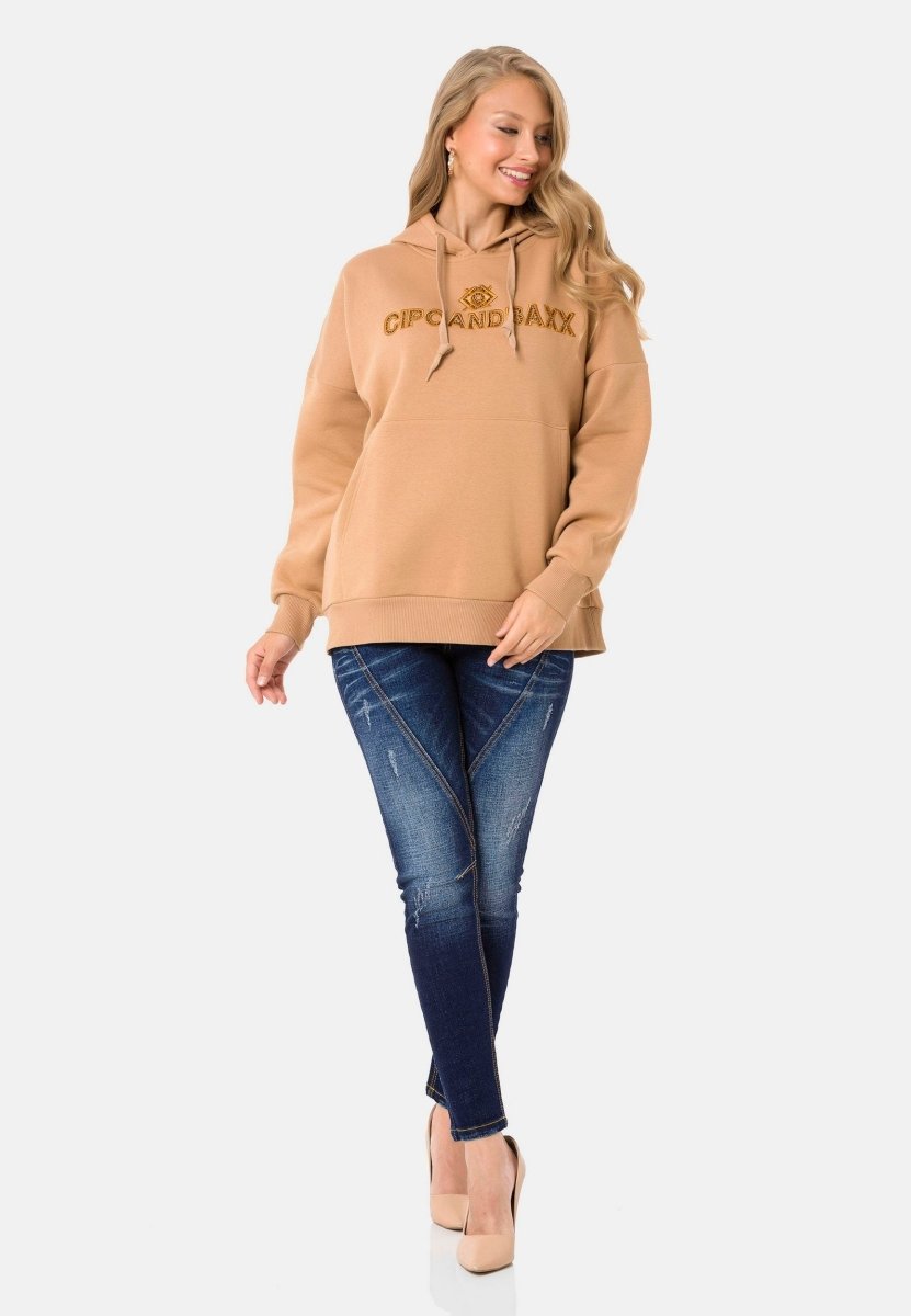 WL334 Damen Kapuzensweatshirt mit trendiger Markenstickerei - Cipo and Baxx - Damen Sweatshirt - -