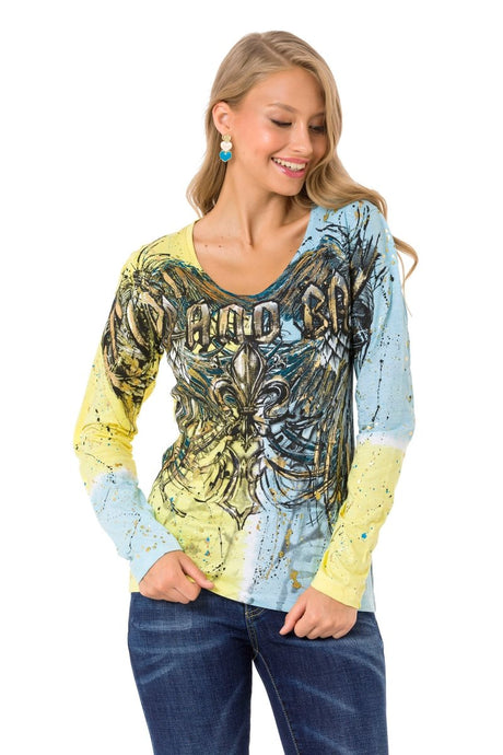 WL335 Damen Langarmshirt Mit Coolem Markenprint - Cipo and Baxx - Damen Sweatshirt - -