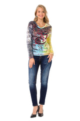 WL339 Damen Langarmshirt mit coolem Markenprint - Cipo and Baxx - Damen Sweatshirt - -