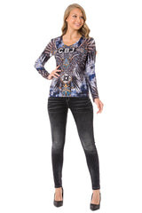WL340 Damen Langarmshirt mit coolem Allover-Print - Cipo and Baxx - Damen Sweatshirt - -
