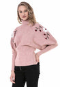 WP216 Damen Strickpullover mit floraler Stickerei - Cipo and Baxx - Damen Pullover - Letzte Chance! -