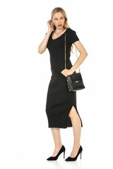 WP223 Damen Jerseykleid mit seitlichem Schlitz - Cipo and Baxx - Damen Kleid - Letzte Chance! -