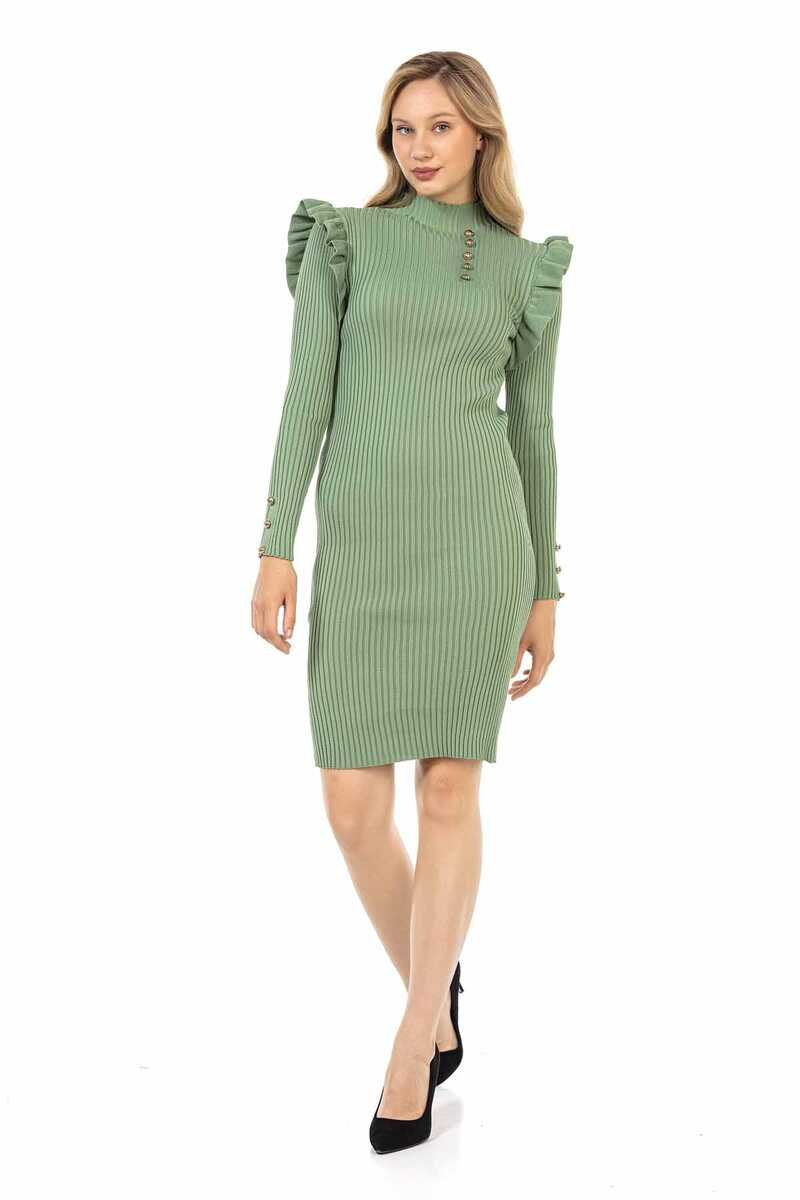WP224 Damen Pullover Jerseykleid mit trendigen Zierknöpfen - Cipo and Baxx - Damen Kleid - Letzte Chance! -