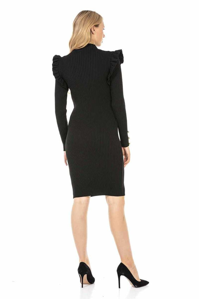 WP224 Damen Pullover Jerseykleid mit trendigen Zierknöpfen - Cipo and Baxx