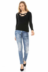 WP232 Damen Pullover Strickpullover in modischem Look - Cipo and Baxx - Damen Pullover - Letzte Chance! -