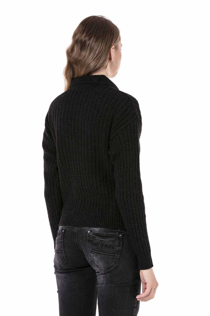 WP234 Damen Pullover Strickpullover mit trendigem Polokragen - Cipo and Baxx - Damen Pullover - Letzte Chance! -