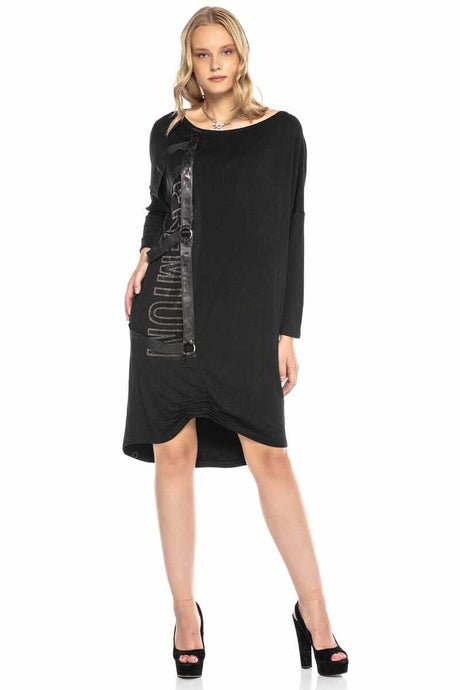 WY132 Damen Jerseykleid mit extravaganten Applikationen - Cipo and Baxx - Damen Kleid - Letzte Chance! -
